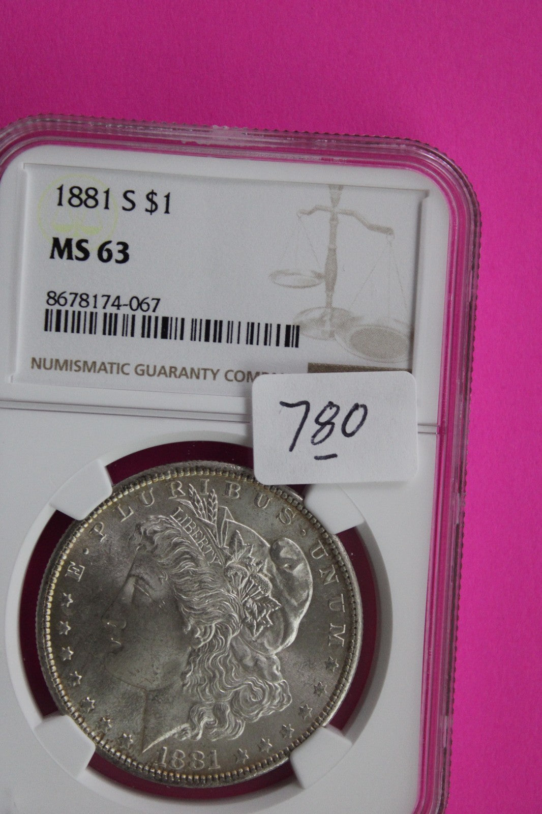 1881 S MS 63 Liberty Morgan Silver Dollar NGC Certified Graded Authentic 780