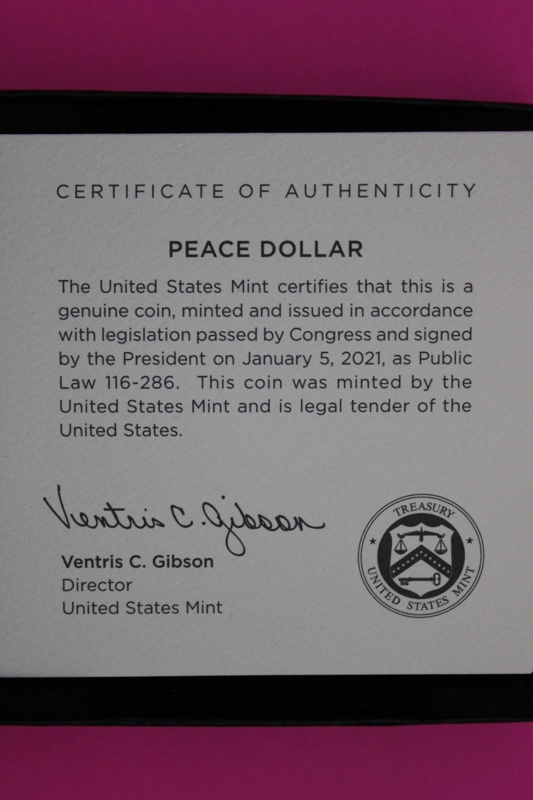 Gem Deep Cameo Proof 2023 S Peace Silver Dollar 999 Fine Mint Box & COA 6076