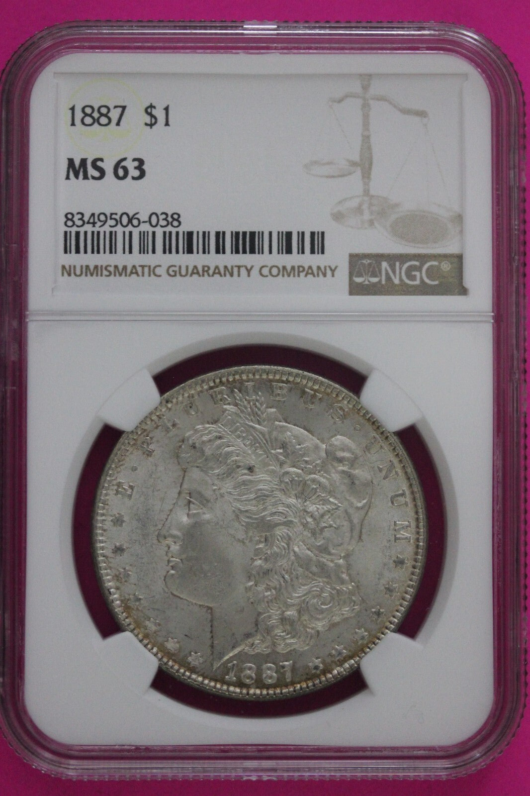 1887 P MS 63 Liberty Morgan Silver Dollar NGC Certified Graded Authentic 690