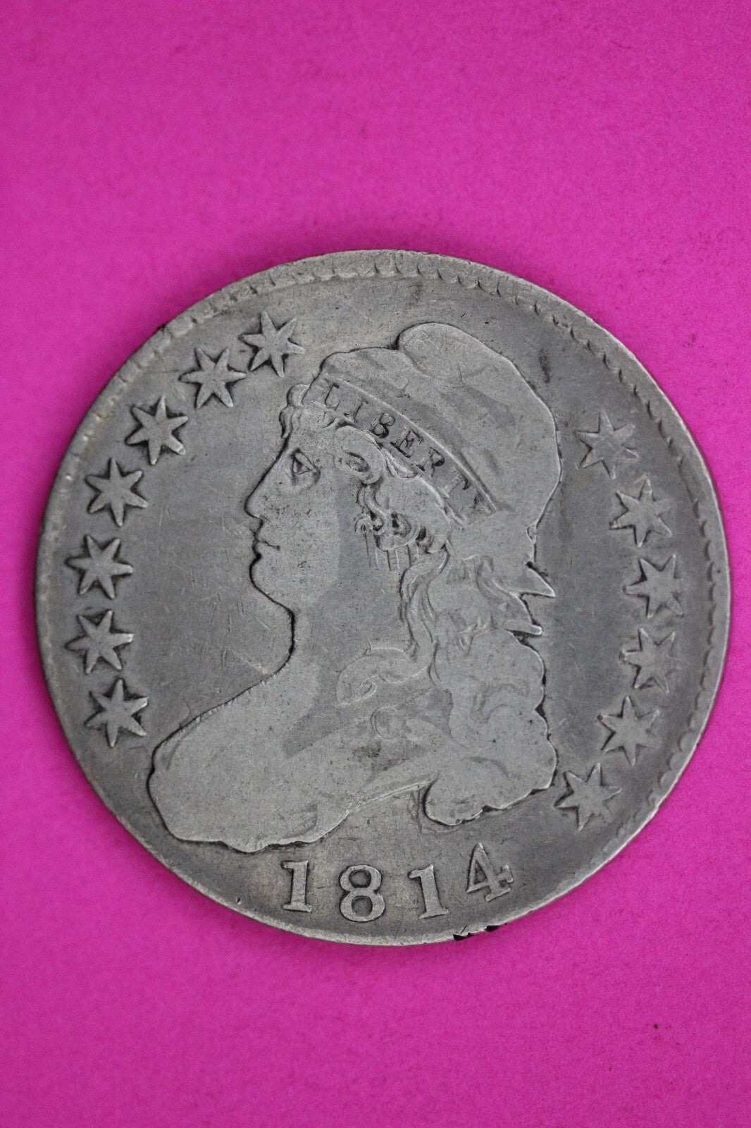 1814 Cap Bust Liberty Half Dollar O-105 Ear Bars Silver Guaranteed Genuine 1479