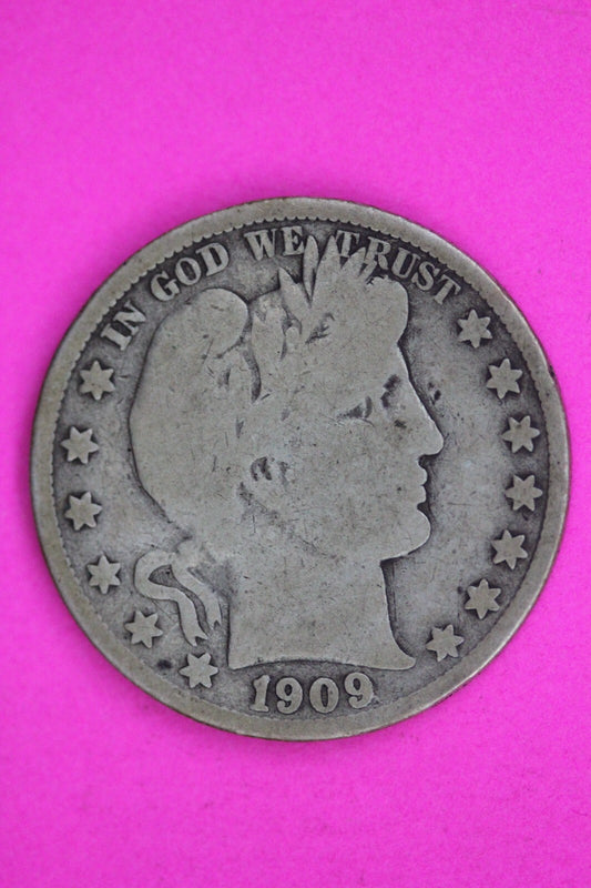 1909 Inverted S Barber Liberty Half Dollar Silver Coin Guaranteed Authentic 1489