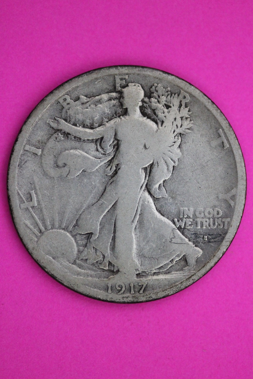 1917 S OBV Walking Liberty Silver Half Dollar Guaranteed Authentic Genuine 2278
