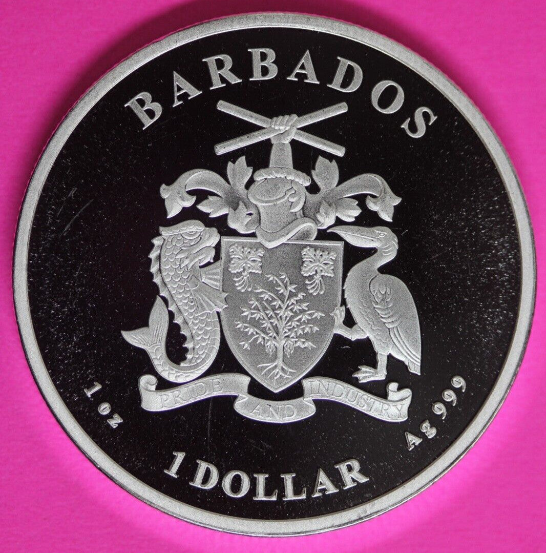 Gem BU 2023 Barbados Monkey 1 OZ Silver Coin .999 Fine $1.00 Same Coin In Pic 28