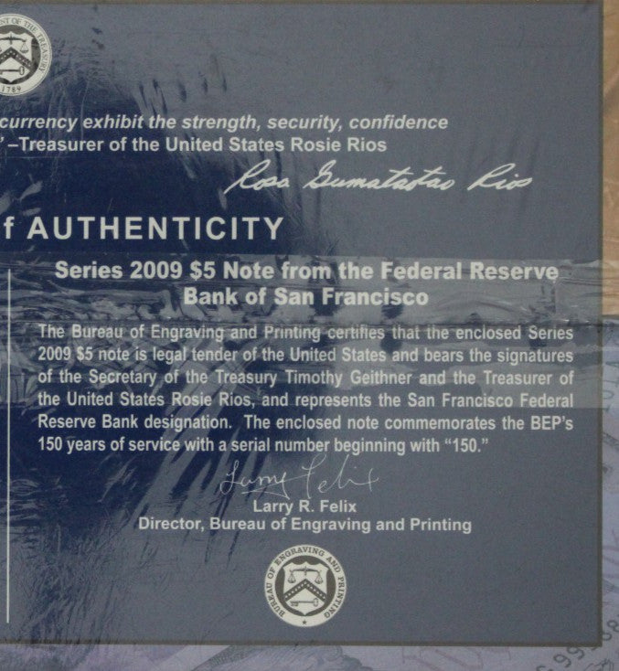 Mint Sealed 2012 Coin & Currency Set Proof 1 OZ Silver Eagle & $5 Note COA 9014