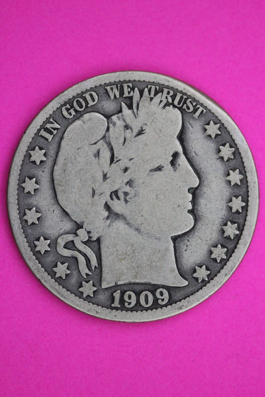 1909 O Barber Liberty Silver Half Dollar Guaranteed Authentic Genuine Coin 2338