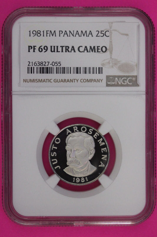1981 Panama PF 69 Ultra Cameo Proof 25 Centesimos NGC Certified Graded Slab 846