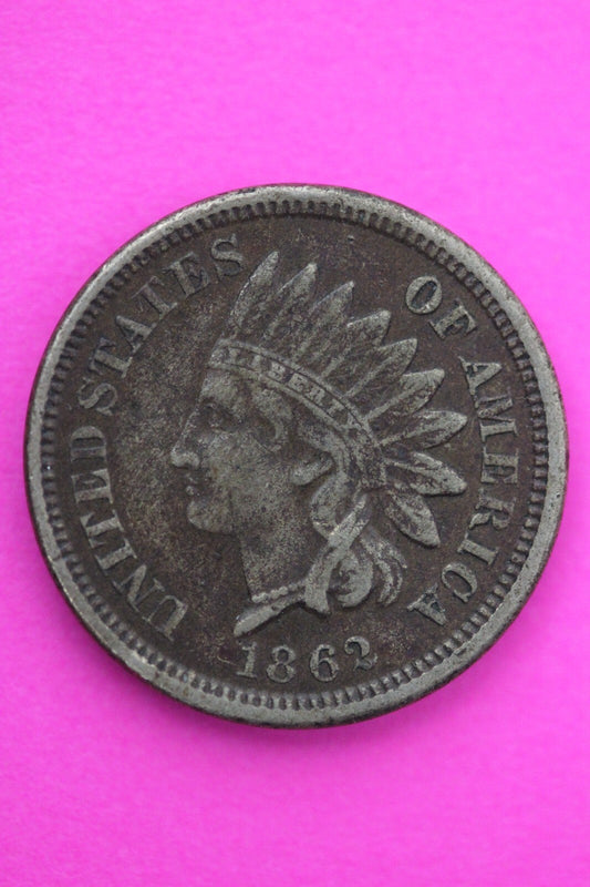 1862 Copper Nickel Indian Head Cent Penny Exact Early Type Coin Pictured 25