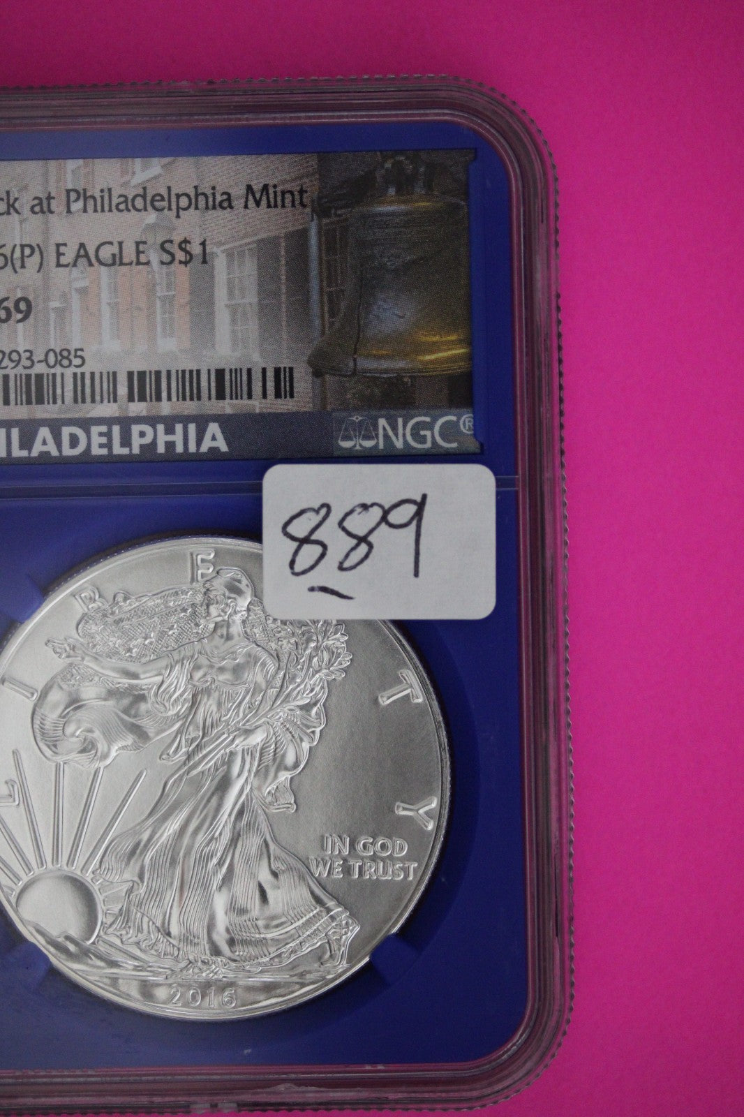 2016 (P) MS 69 Liberty Bell Label Silver Eagle Coin NGC Graded Genuine Slab 889