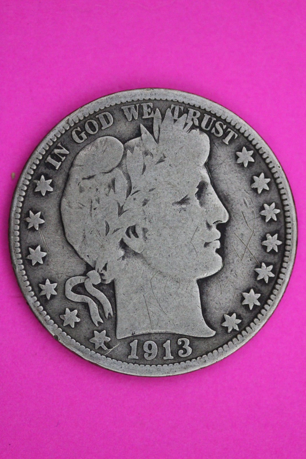 1913 P Barber Liberty Silver Half Dollar Graffitti Guaranteed Genuine Coin 2321