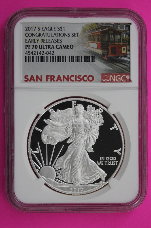 2017 S PF 70 Silver American Eagle From Congratulations Set Early Releas NGC 526