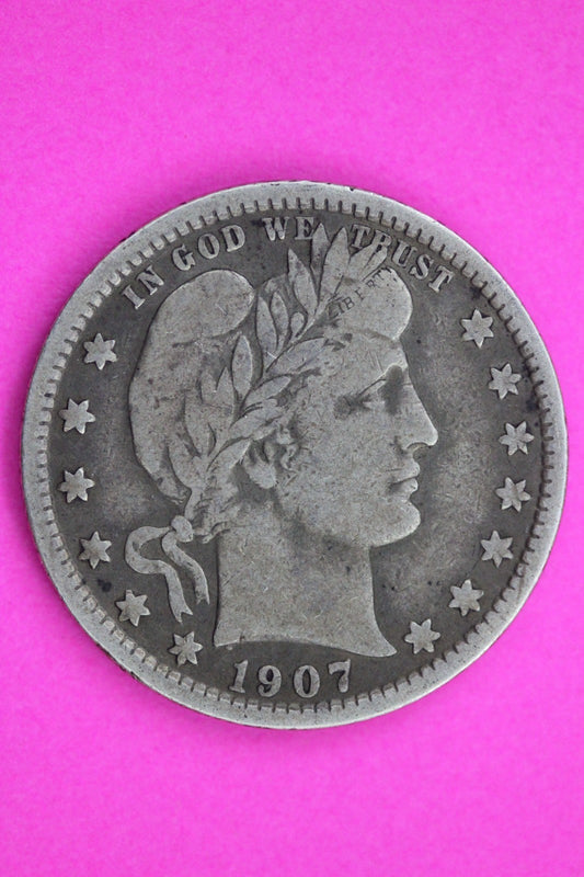 1907 P Barber Liberty Silver Quarter Guaranteed Authentic Genuine Coin 1609