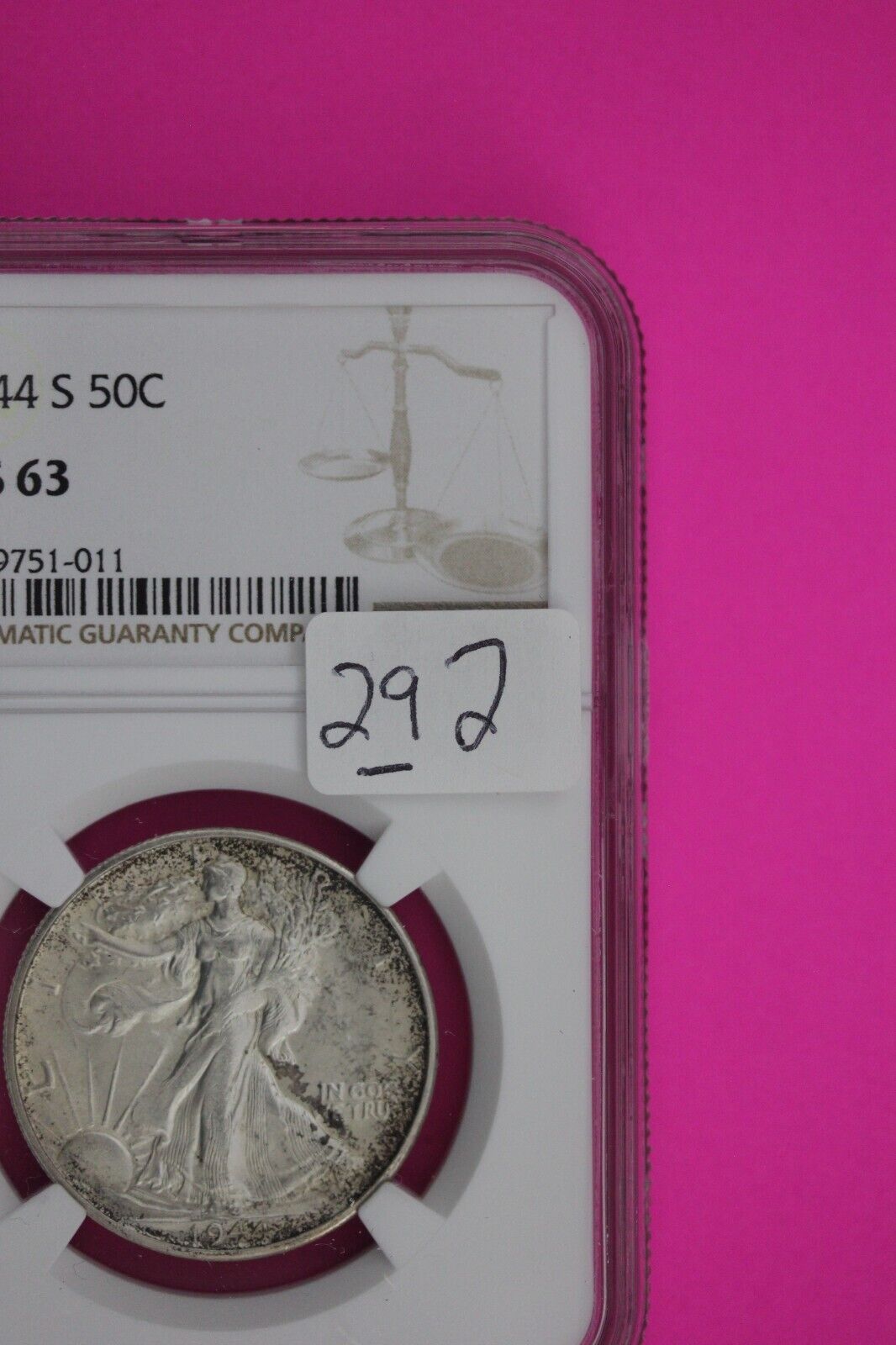 1944 S MS 63 Walking Liberty Half Dollar NGC Graded Certified Authentic 292