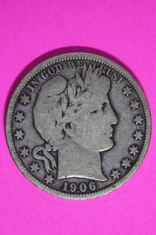 1906 O Barber Liberty Half Dollar Scarce Semi Key Date Coin New Orleans Mint 243