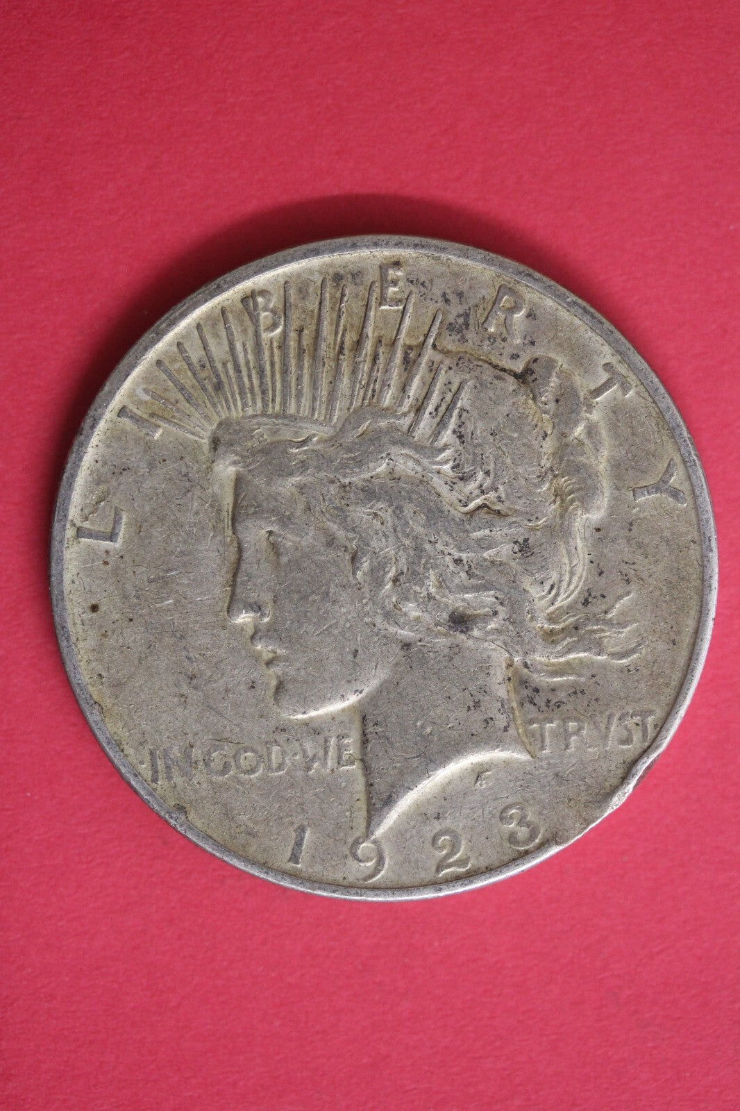 1923 D Curved Clip Mint Error Liberty Peace Silver Dollar Exact Coin OCE 548