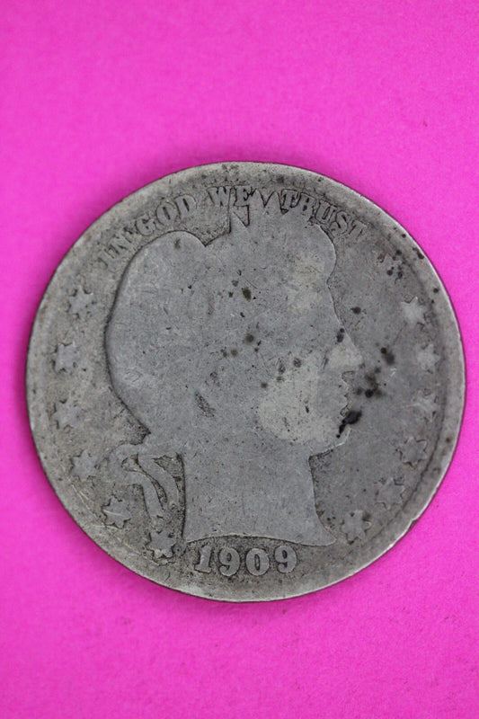 1909 O Barber Liberty Silver Quarter Guaranteed Authentic & Genuine Coin 1454