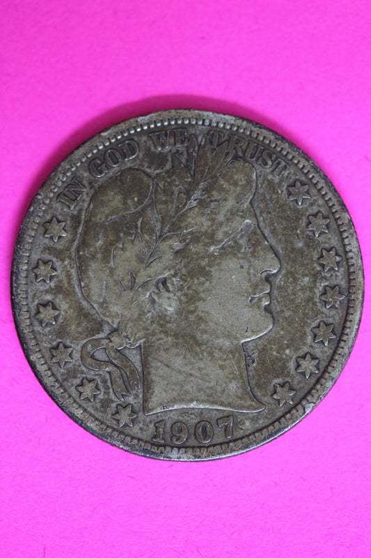 1907 D Barber Liberty Half Dollar Silver Coin Rare In Better Condition Denver 49