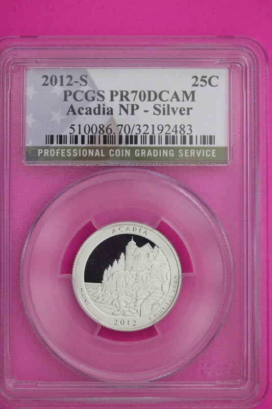 2012 S PR 70 Silver Quarter Acadia National Park PCGS Graded Certified Slab 831