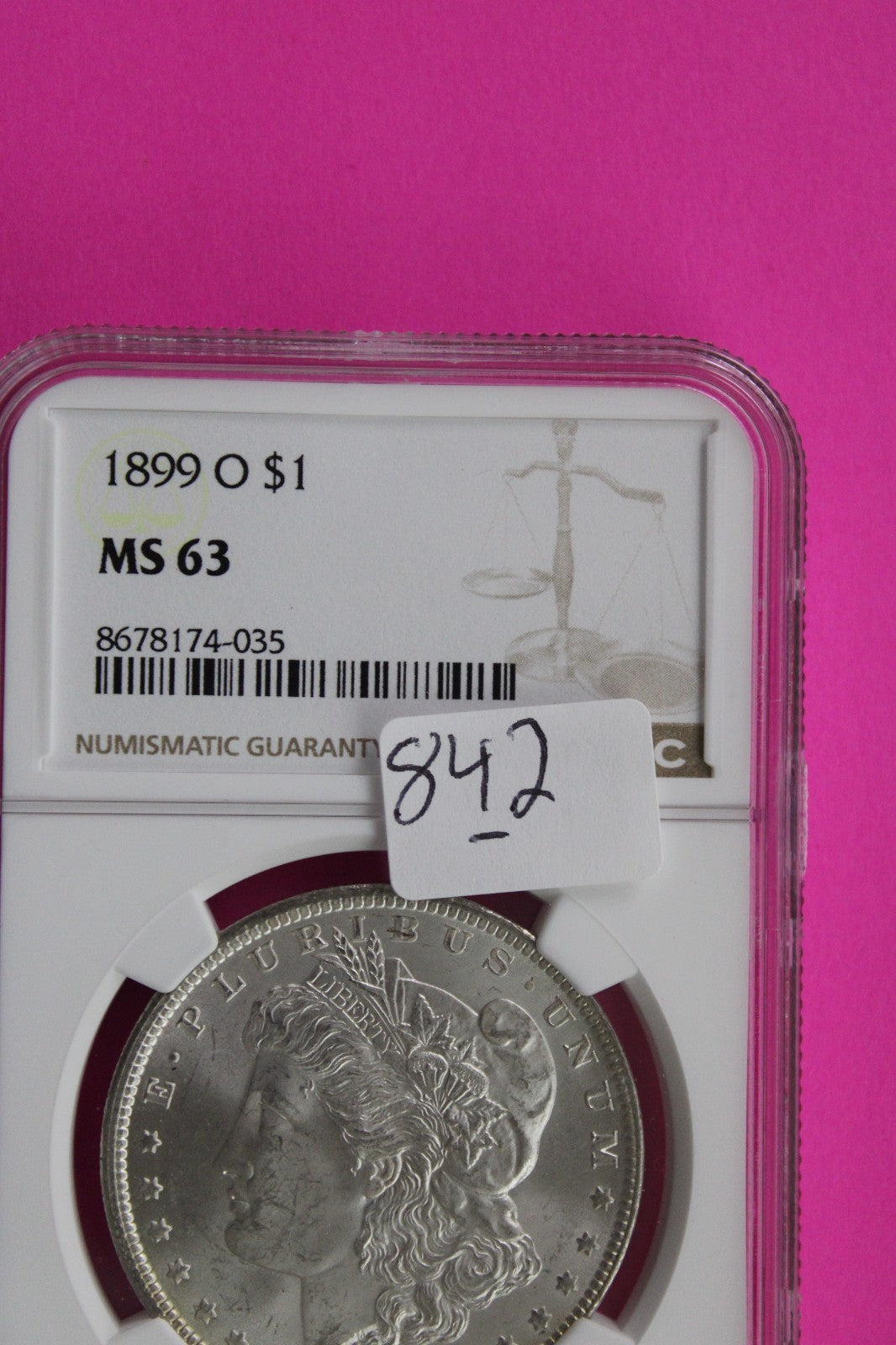 1899 O MS 63 Liberty Morgan Silver Dollar NGC Certified Graded Authentic 842