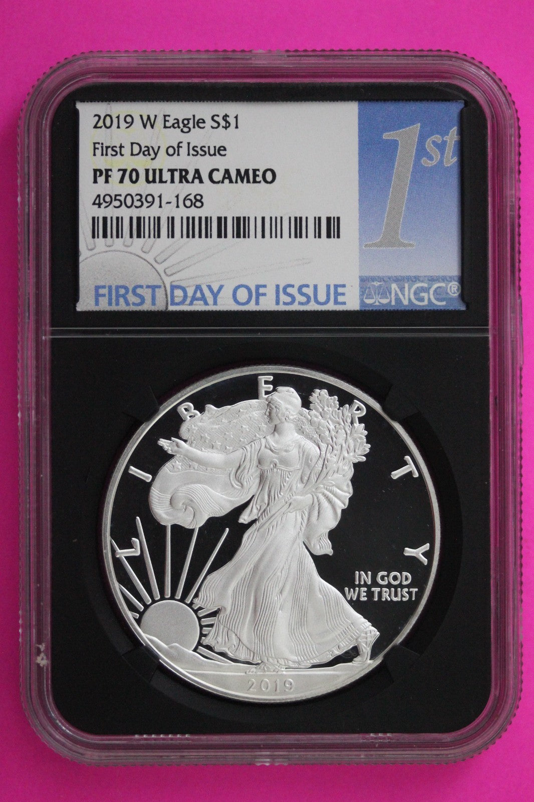 2019 W PF 70 Proof DCAM Silver American Eagle NGC Certified Authentic Graded 281