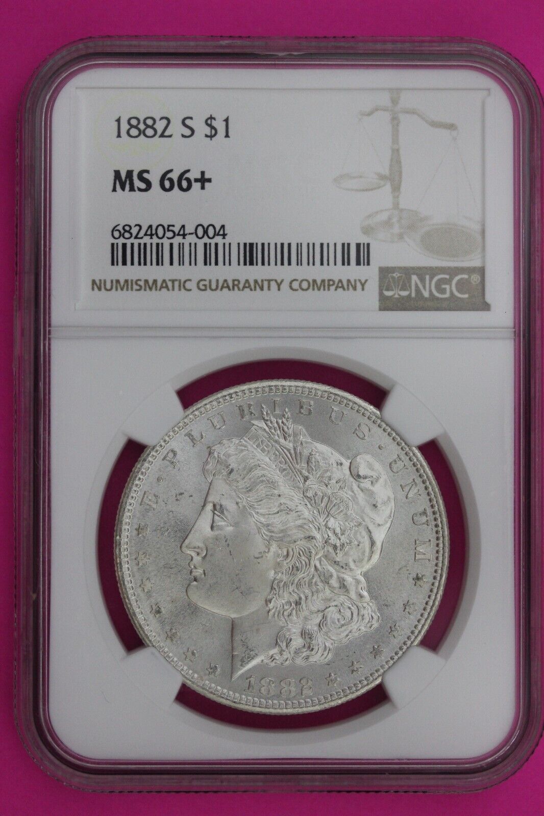 1882 S MS 66+ Liberty Morgan Silver Dollar NGC Certified Silver Coin Slab 840
