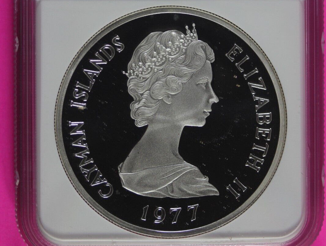 1977 PF 69 Cayman Islands Elizabeth I $25 Dollars Silver Coin NGC Graded 545