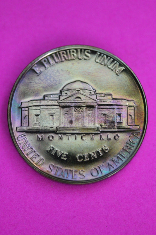 Rainbow Toned 1952 Proof Thomas Jefferson Nickel Guaranteed Authentic Coin 1801