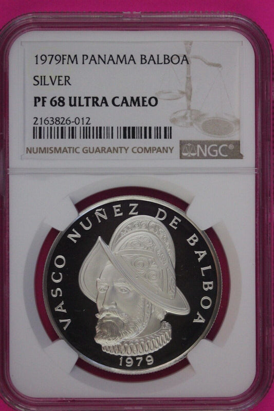 1979 Panama PF 68 Ultra Cameo Proof Silver Balboa NGC Certified Graded Slab 1073