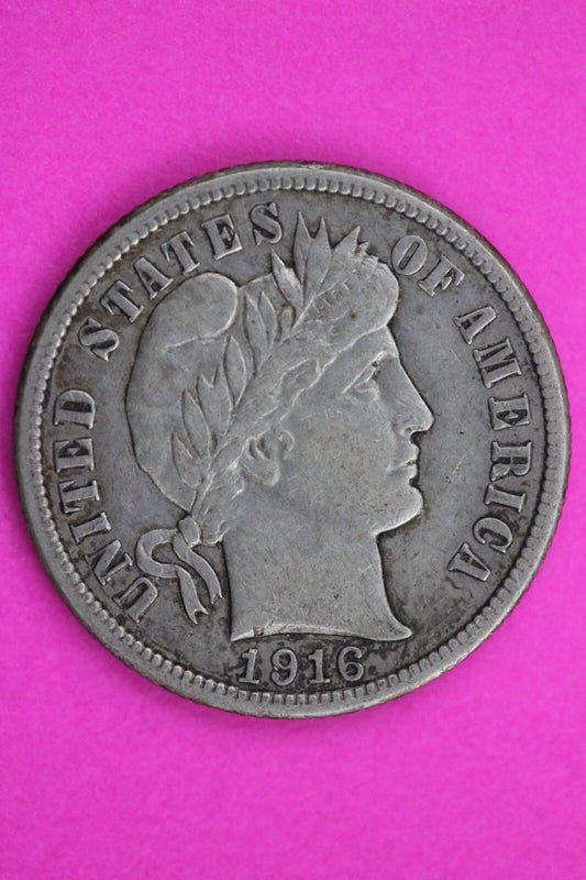 1916 P Barber Liberty Dime Scarce Semi Key Date Silver Coin Free Shipping 0078