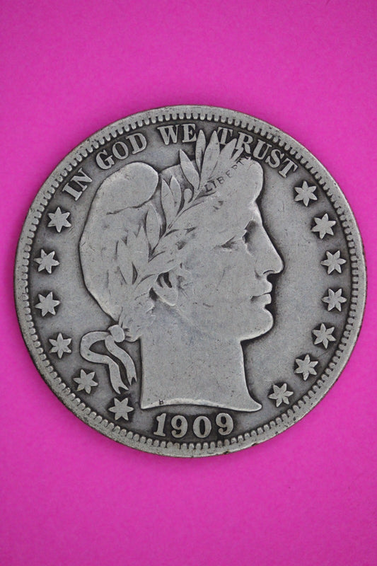 1909 P Barber Liberty Half Dollar Coin Guaranteed Authentic & Genuine 2414