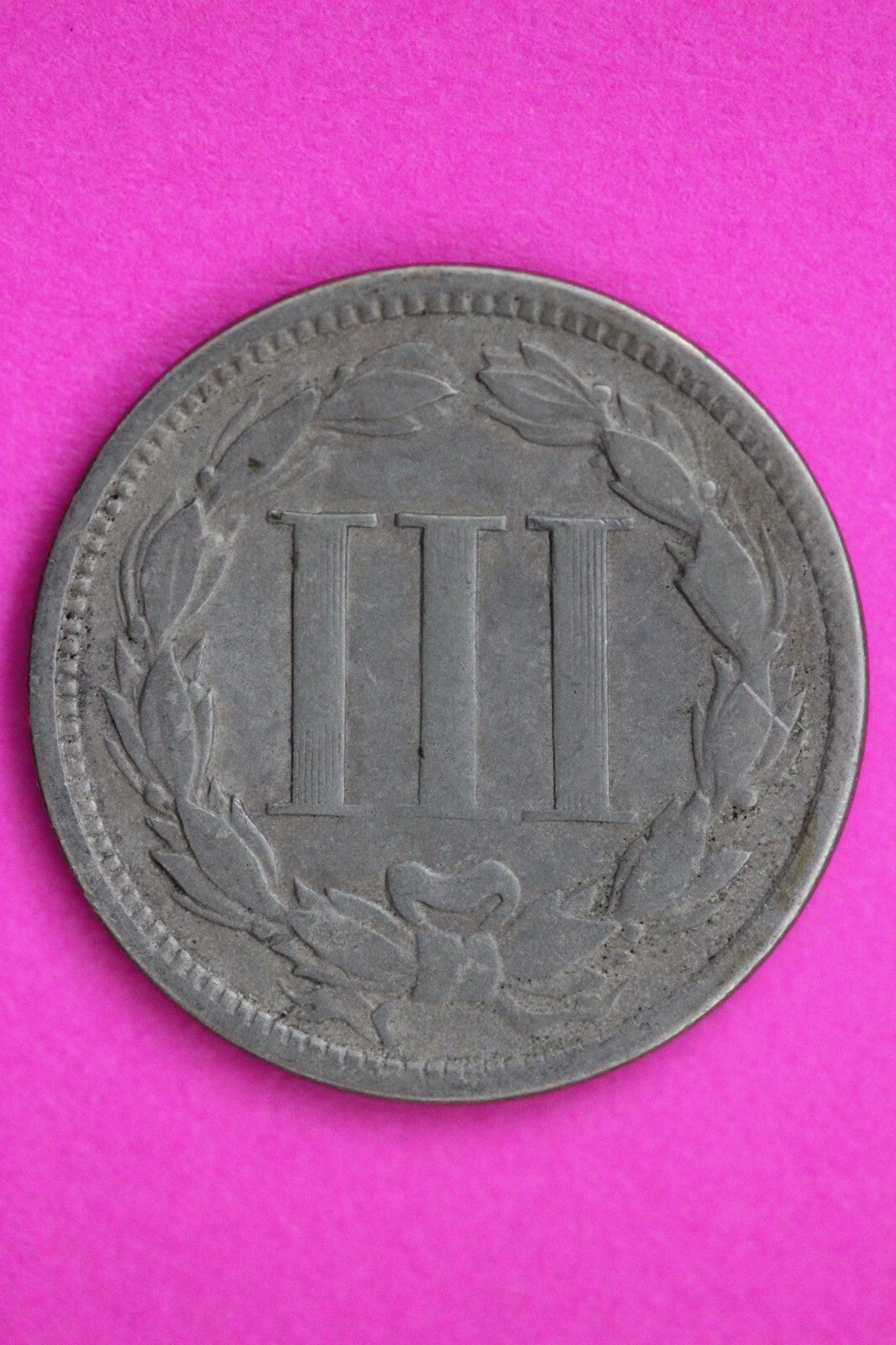 1867 Three 3 Cent Nickel Scarce Type Coin Guaranteed Authentic & Genuine 0735N