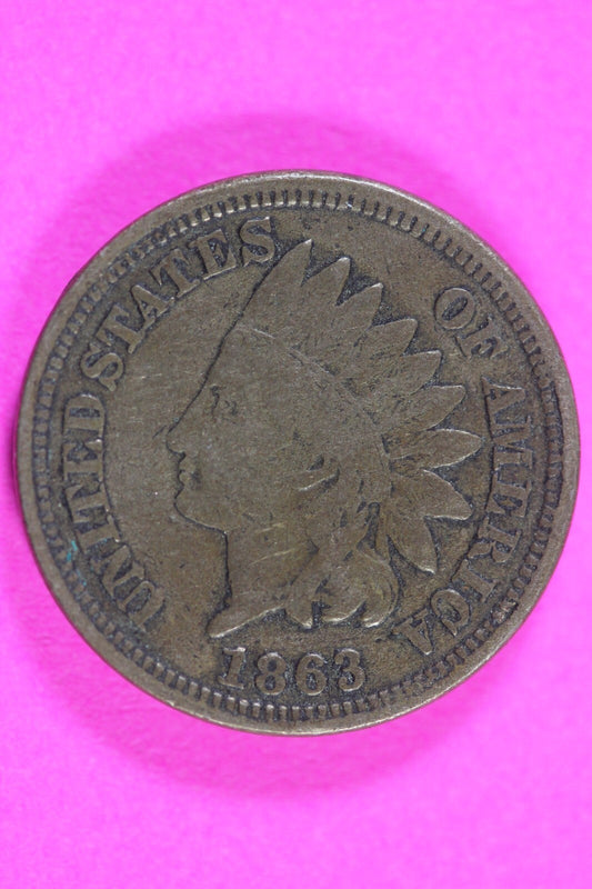 1863 Copper Nickel Indian Head Cent Penny Rare Type Coin Exact Coin Pictured 273