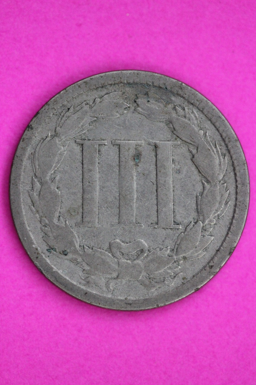 1865 Three 3 Cent Nickel Guaranteed Authentic & Genuine Fast Free Shipping 1307