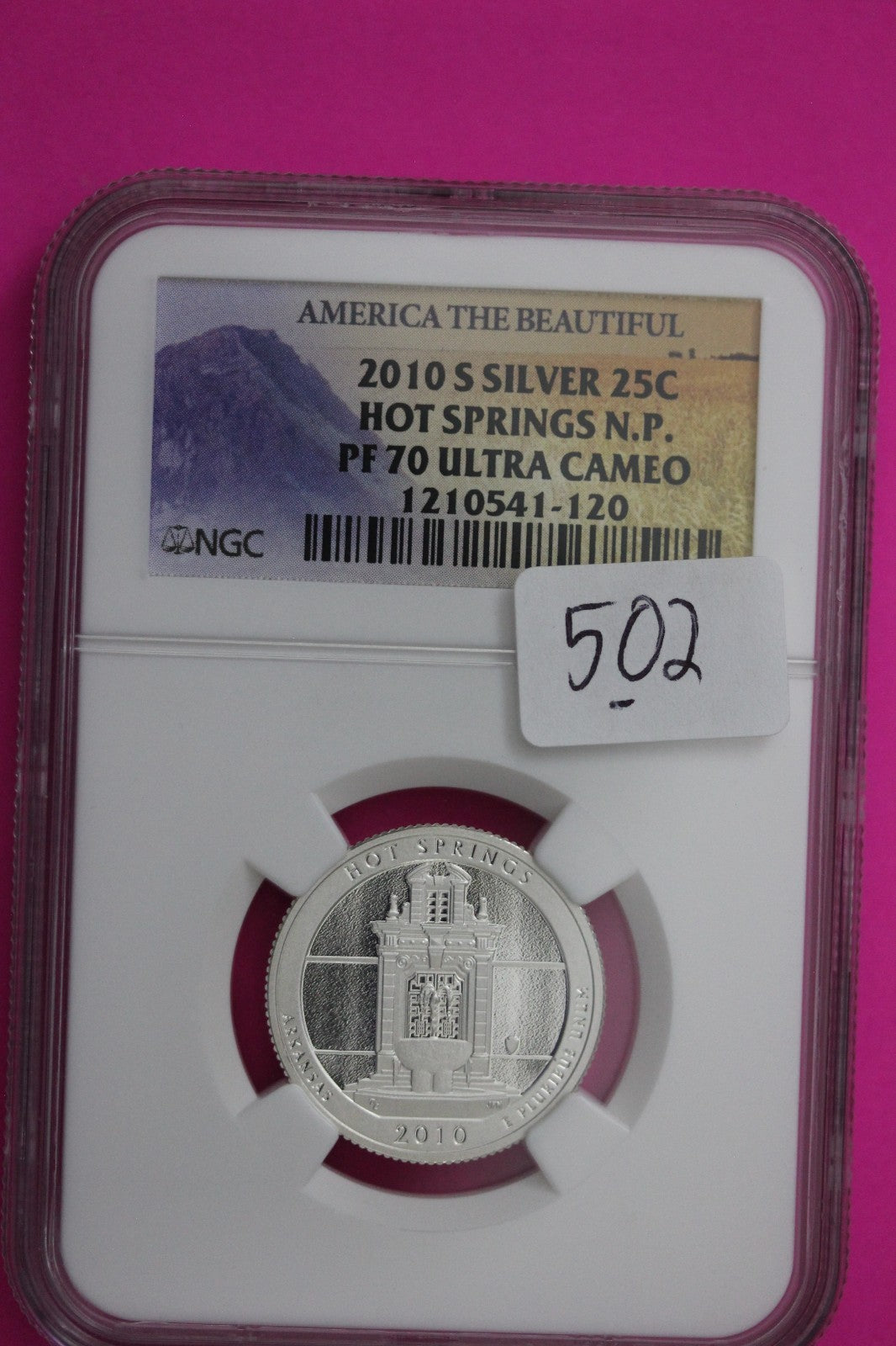 2010 S PF 70 Silver Quarter Hot Springs Park ATB NGC Graded Certified Slab 502