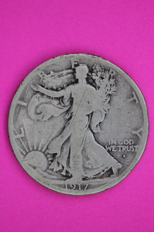 1917 Obverse S Walking Liberty Silver Half Dollar Guaranteed Authentic Coin 1505