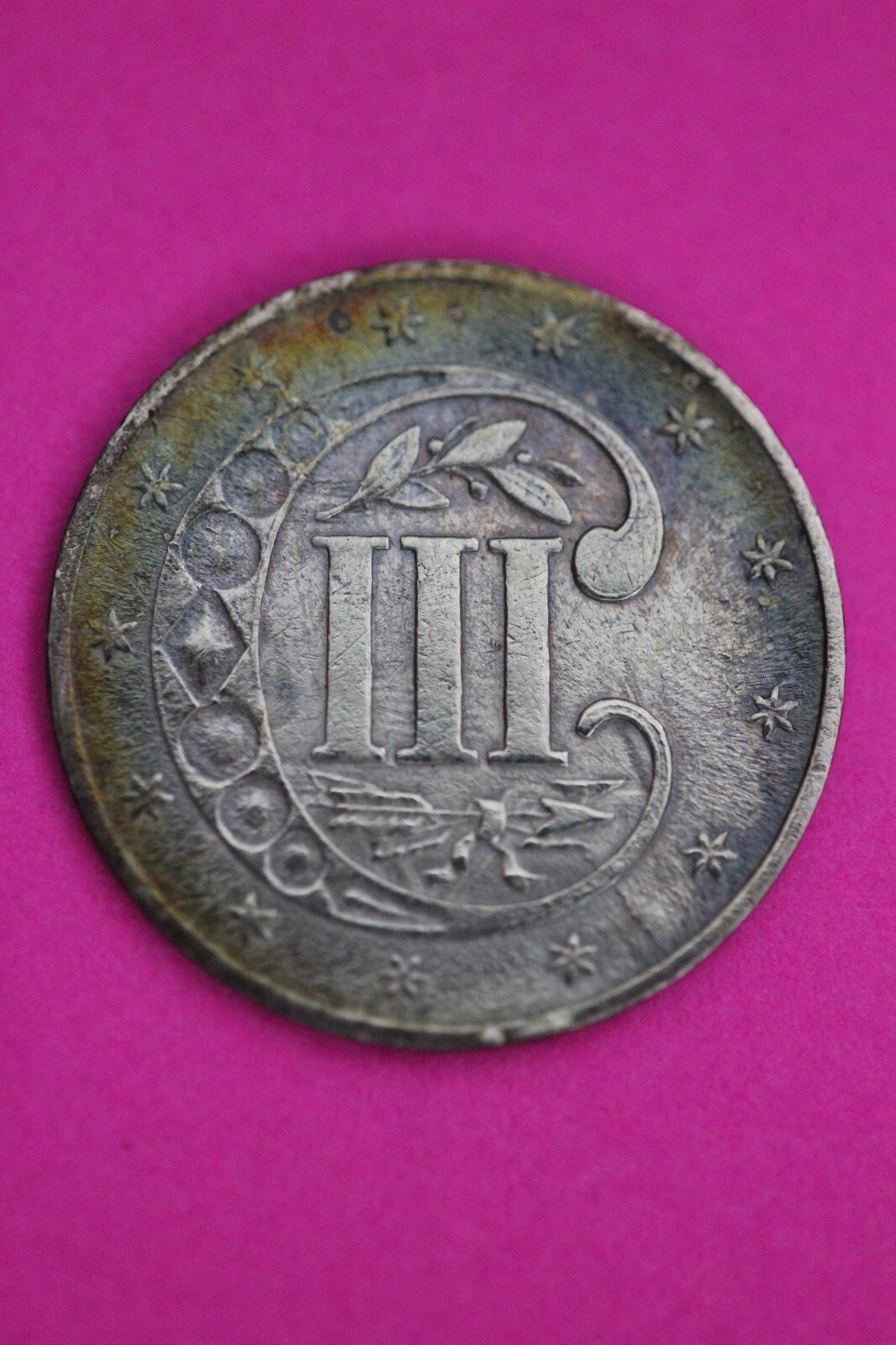 Naturally Toned 1854 Trime 3 Three Cent Silver Dime Guaranteed Authentic 1098