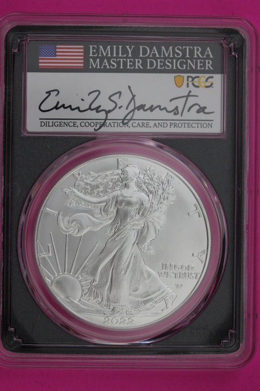 2022 MS 70 Silver Eagle Coin Emily Damastra PCGS Certified Graded Authentic 625