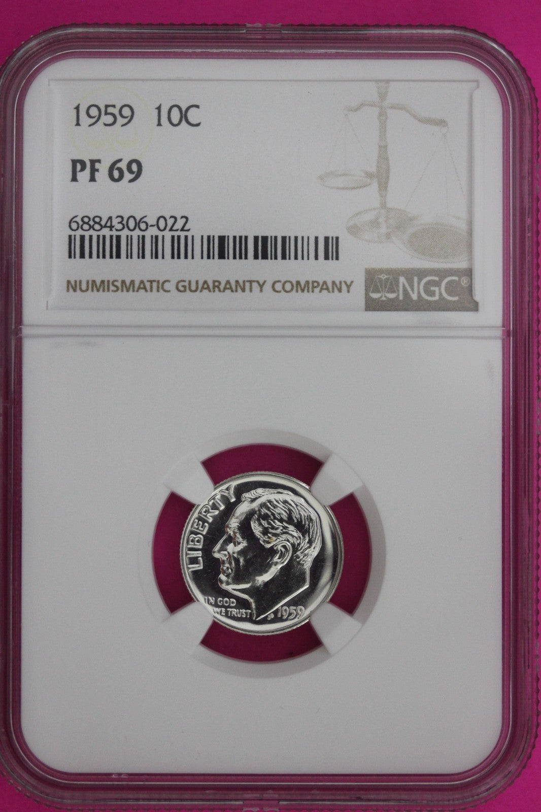 1959 PF 69 Roosevelt Silver Dime NGC Certified Graded Authentic & Genuine 1289