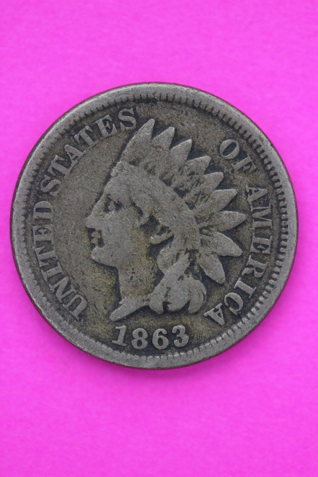 1863 Copper Nickel Indian Head Cent Penny Exact Early Type Coin Pictured 70