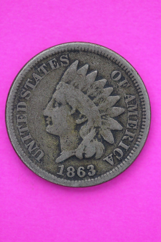 1863 Copper Nickel Indian Head Cent Penny Exact Early Type Coin Pictured 70