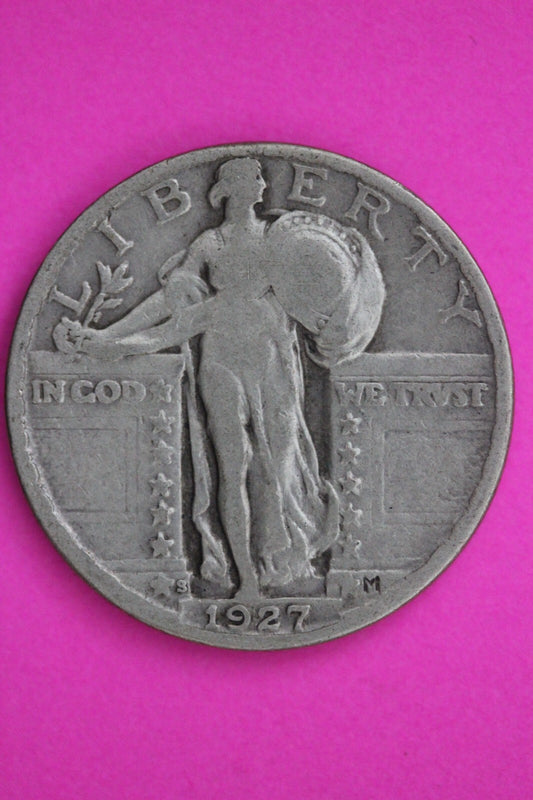 1927 S Standing Liberty Silver Quarter Semi Key Date Coin Guaranteed Real 0621N