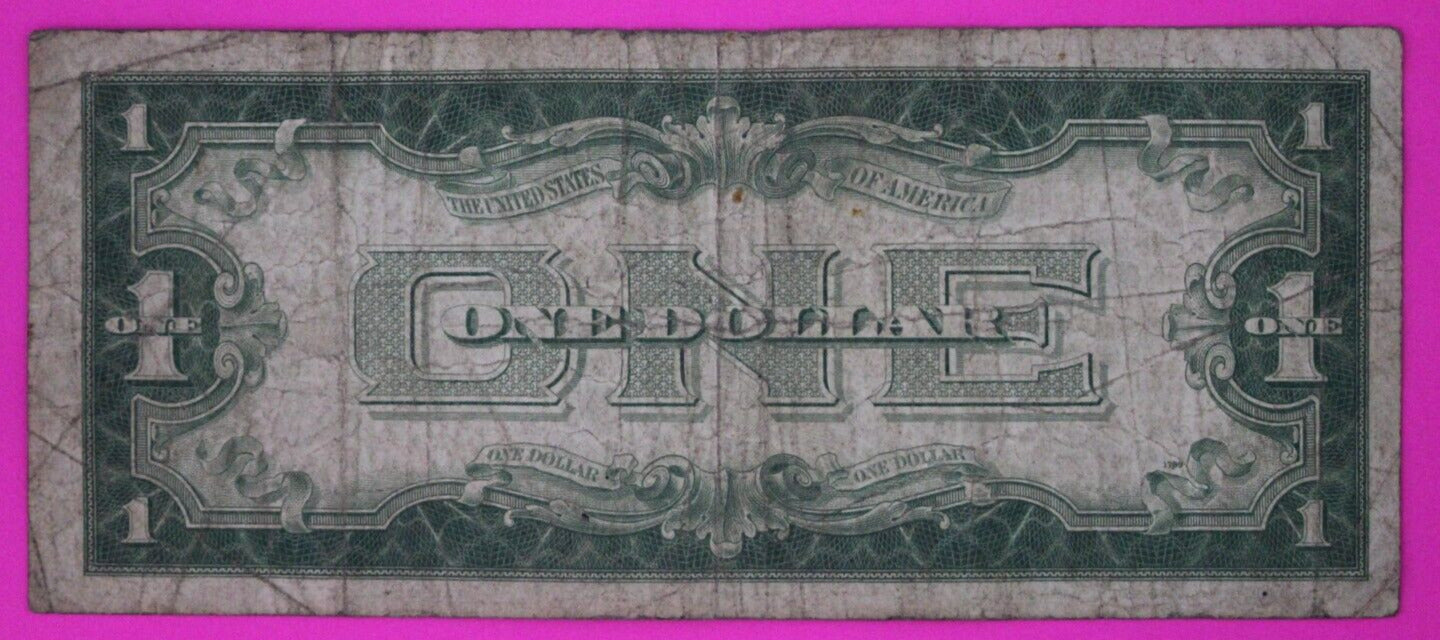 1928 A $1 Silver Certificate Funny Back FR. 1601 U.S. Currency Blue Seal 03