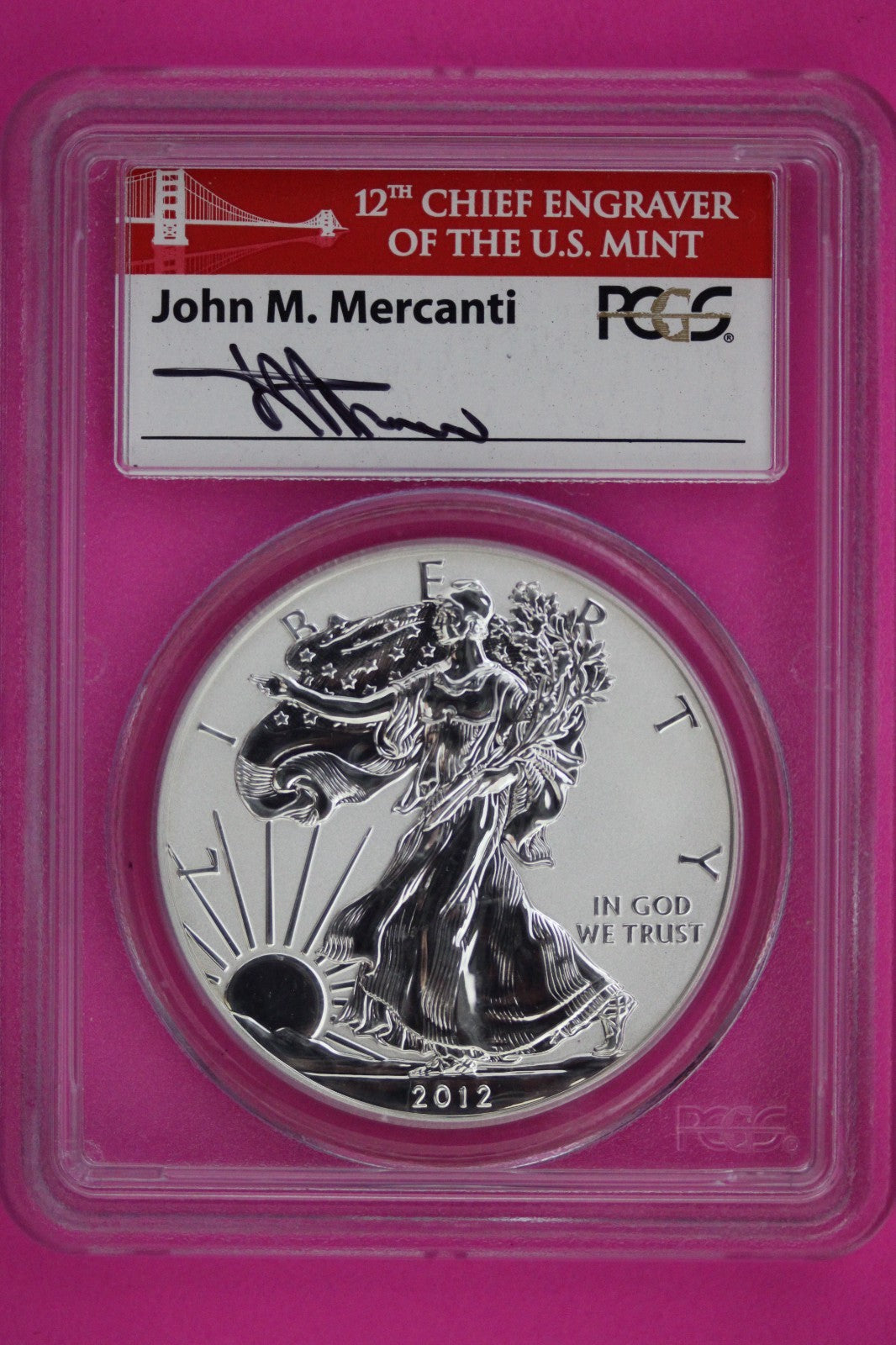 John Mercanti Signature 2012 S PR 69 Reverse Proof Silver Eagle Coin PCGS 891