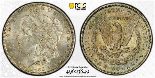 Toned 1890 P MS 62 Morgan Liberty Silver Dollar PCGS Certified Slab 43