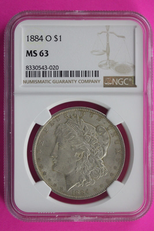 1884 O MS 63 Liberty Morgan Silver Dollar NGC Certified Graded Authentic Slab 19