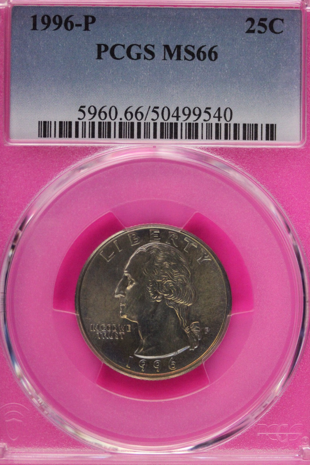 Toned 1996 P MS 66 Washington Quarter PCGS Graded Certified Authentic Slab 104