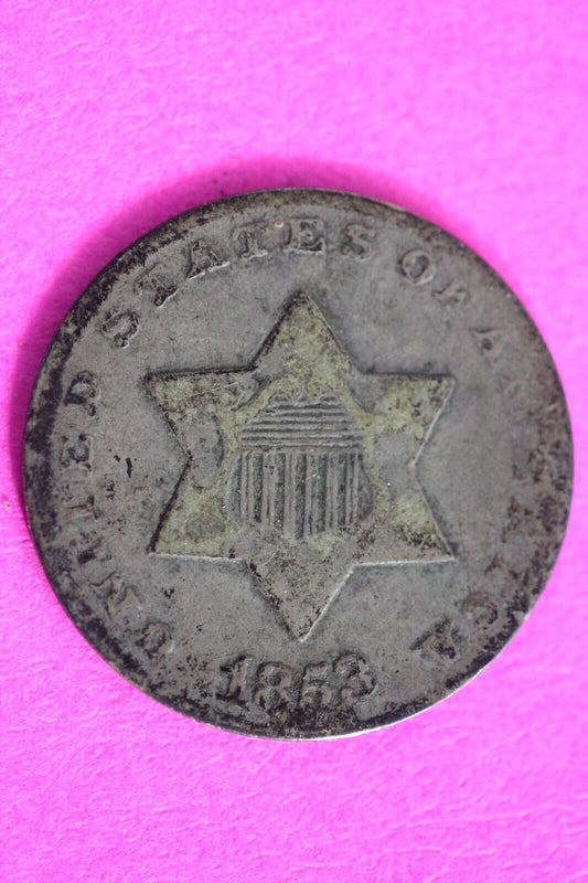 1853 Trime 3 Three Cent Silver Dime Exact Coin Shown In Pics Semi Key Date 42