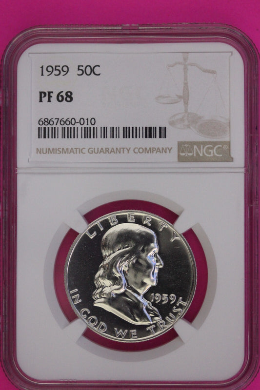 1959 PF 68 Ben Franklin Half Dollar NGC Graded Certified Authentic Slab 901