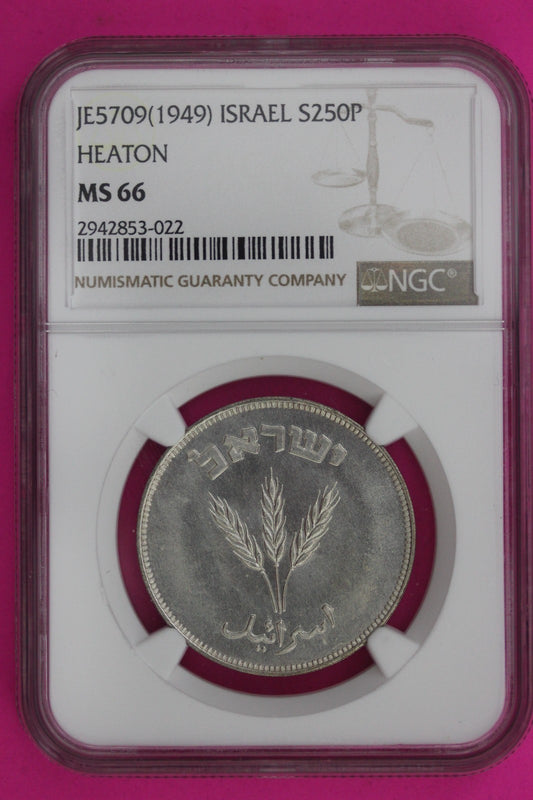 1949 MS 66 Israel Heaton 250 Pruta NGC Certified Graded Authentic Slab 1312