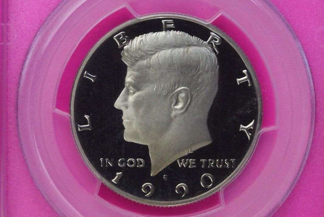 1990 S PR 69 Deep Cameo John Kennedy Clad Half Dollar JFK Label PCGS Slab 1127