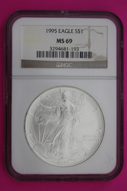 1995 MS 69 Silver Eagle 1 OZ .999 Silver NGC Certified Graded Authentic 210